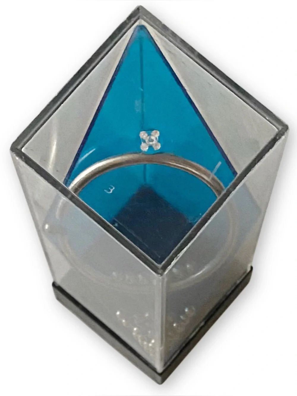 Vintage 1970s Acrylic Blue Diamond Tower Dexterity Kinetic Ball Ring Puzzle Game
